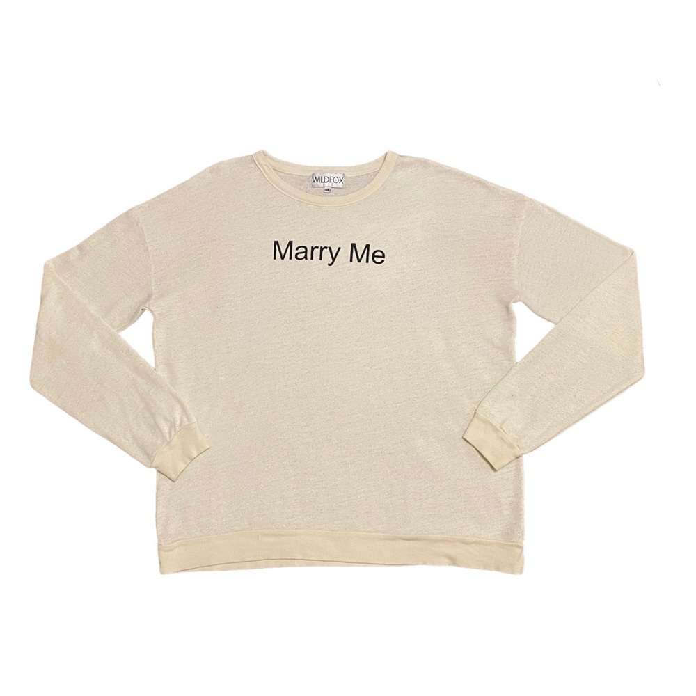 Wildfox Marry Me Oversized Crew Neck Sweatshirt